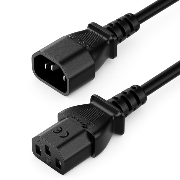 deleyCON 3,0m Kaltgerätekabel Verlängerung - IEC C13 auf C14 Stromverlängerung