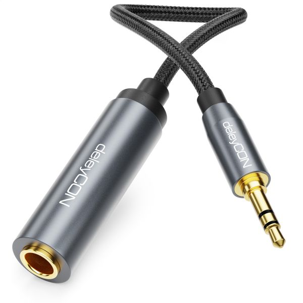 deleyCON 20cm 3,5mm auf 6,3mm Klinke Stereo TRS Adapter Kabel