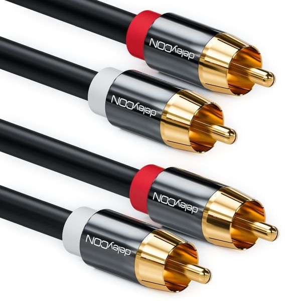 deleyCON HQ Cinch Kabel [1,5m] - 2x RCA Cinch Stecker zu 2x RCA Cinch Stecker