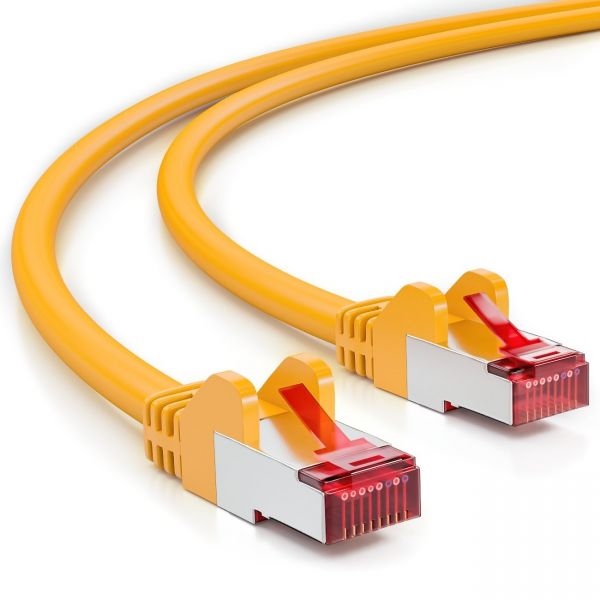 deleyCON 50m CAT6 Patchkabel S-FTP PIMF Netzwerkkabel Ethernetkabel - Gelb