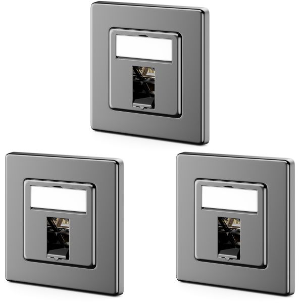 deleyCON 3x CAT7 Unterputzdose + Keystone Modul (45° RJ45) Schwarz