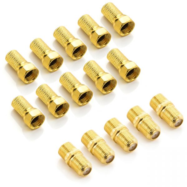deleyCON F-Stecker Set mit 5x Verbinder &amp; 10x F-Stecker 7mm Gummidichtung
