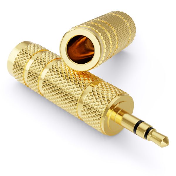 deleyCON 2x Stereo Audio TRS Klinken Adapter Kupplung 3,5mm zu 6,35mm Klinke