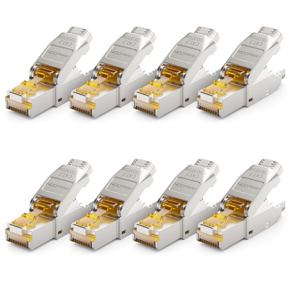 deleyCON 8x CAT 7 Netzwerkstecker Stecker RJ45 Werkzeuglos Geschirmt 10 Gbit/s