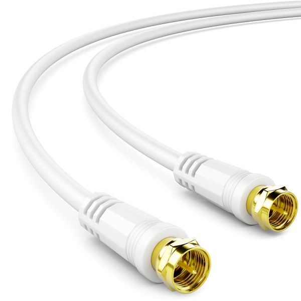 deleyCON 1m SAT TV Antennenkabel Koaxial Kabel HDTV 4-fach Schirmung Weiß