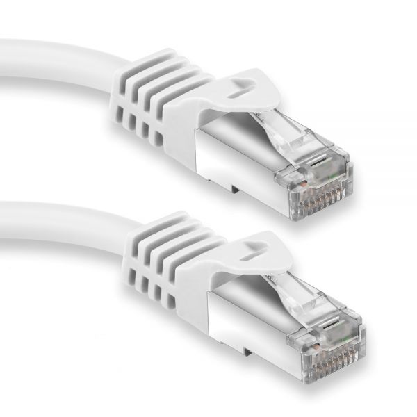 30m RJ45 Patchkabel mit CAT7 Rohkabel - S/FTP Netzwerkkabel LAN DSL Kabel weiß