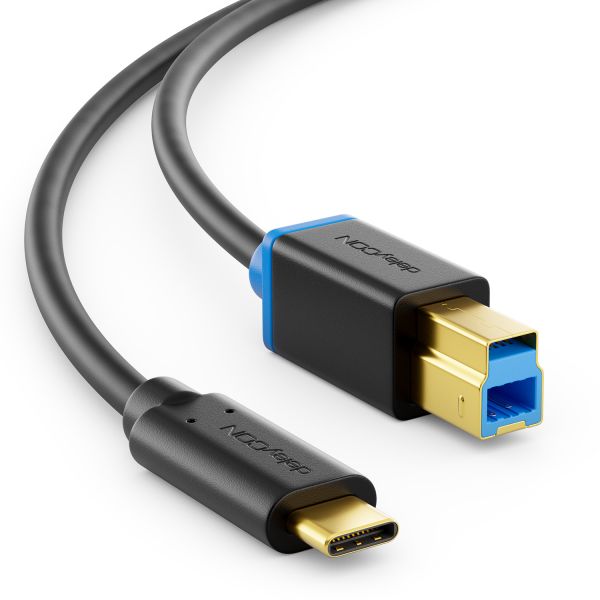 deleyCON 0,5m USB C Kabel Datenkabel USB 3.0 USB-B zu USB-C Computer Drucker HDD
