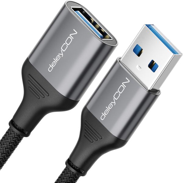 deleyCON 2m USB3.0 A-A Verlängerung (5Gbps, Alu+Nylon) Kamera