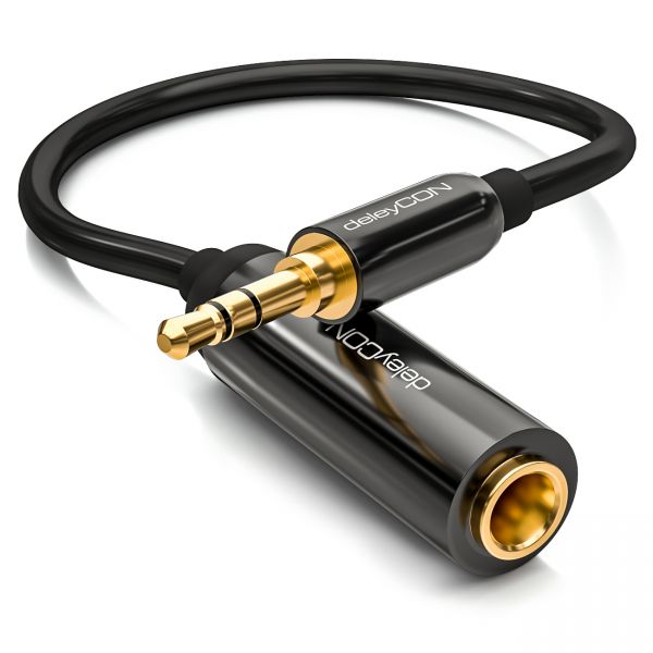 deleyCON Klinken Adapter Kabel - 3,5mm Klinken Stecker zu 6,3mm Klinken Buchse