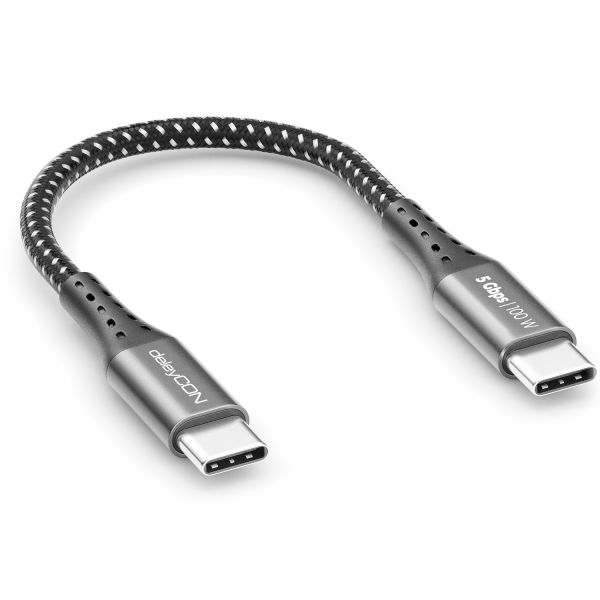 deleyCON 0,15m USB C Kabel PD3.0 100W Schnellladekabel Datenkabel 5Gbit/s