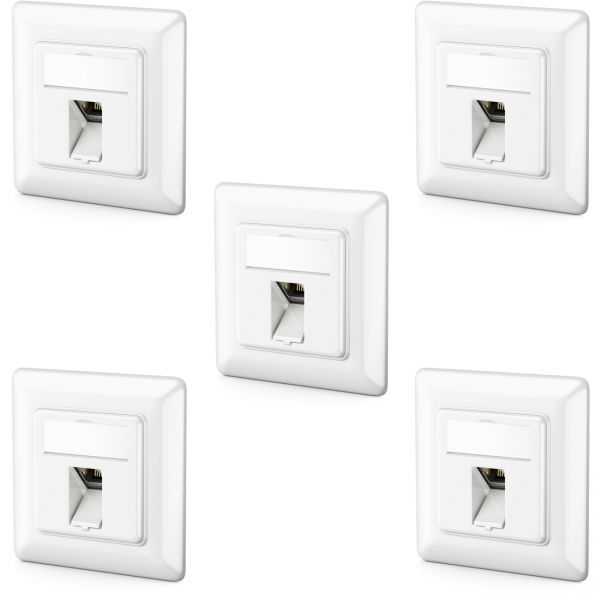 deleyCON 5x CAT6a Keystone Netzwerkdosen Set STP Geschirmt Metall Gehäuse RJ45