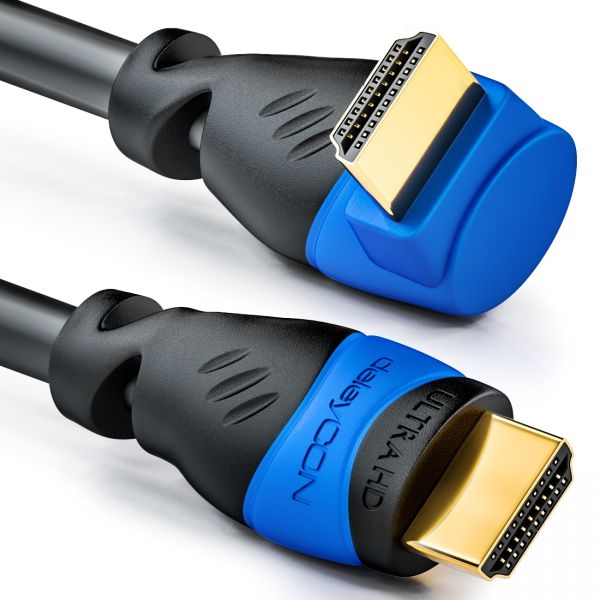 deleyCON 1,5m HDMI 90° Grad Winkel Kabel - HDMI 2.0/1.4a kompatibel mit Ethernet