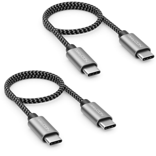 deleyCON 2x 0,30m USB C Kabel PD3.0 60W Schnellladekabel USB-C Ladekabel iPhone