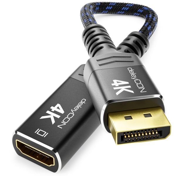 DisplayPort auf HDMI Adapter 4K@60Hz DP Stecker auf HDMI Buchse PC Monitor