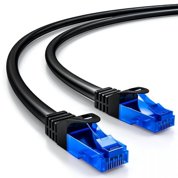 deleyCON 3m CAT6 Patchkabel Netzwerkkabel Ethernet LAN DSL Kabel Schwarz