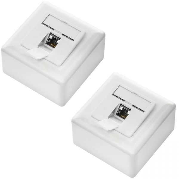 deleyCON 2x CAT6a Netzwerkdose 1x RJ45 Port Geschirmt Aufputz Unterputz Ethernet
