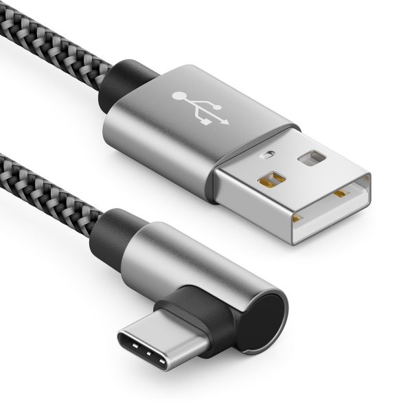 deleyCON 1,5m USB A zu USB C Kabel USB-C Stecker 90° Gewinkelt USB-A auf USB-C