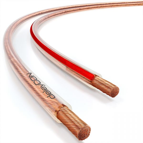 deleyCON 50m Lautsprecherkabel 2x 1,5 mm² reines Kupfer OFC Speaker Cable Kabel