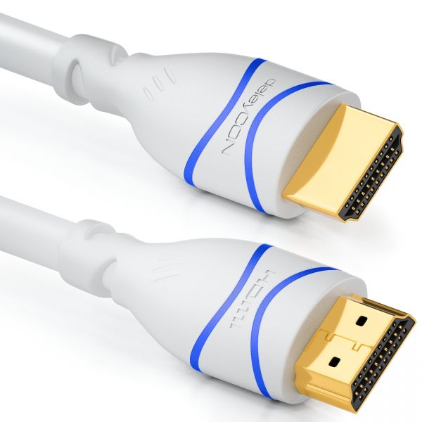 deleyCON 1m HDMI Kabel HDMI 2.0 kompatibel 4K UHD 2160p FULL HD 1080p 3D Weiß
