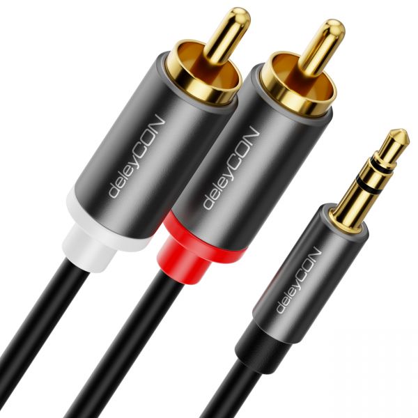 deleyCON 1m Klinke zu Cinch RCA Kabel 3,5mm Audiokabel Kabel Klinke auf Cinch