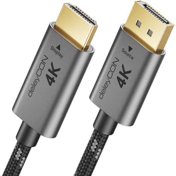 1m 4K UHD DisplayPort auf HDMI Kabel 4K@60Hz ALU Nylonkabel DP PC Grafikkarte