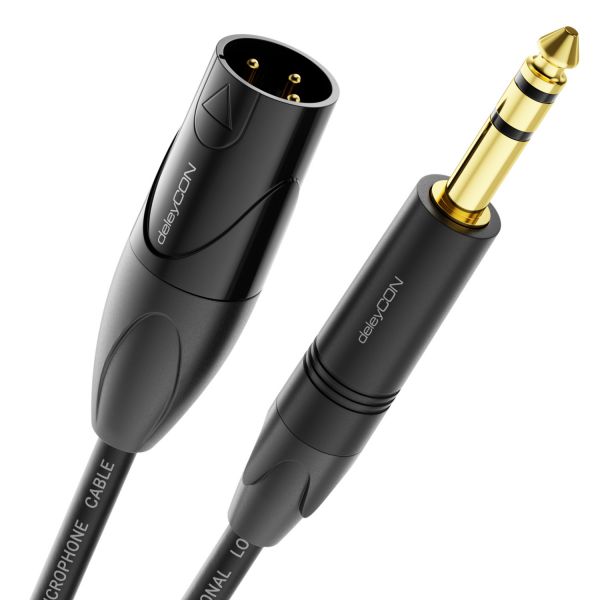 deleyCON 3,0m XLR zu 6,3mm Audio Adapter Kabel Stecker 3Polig zu 6,35mm Stecker
