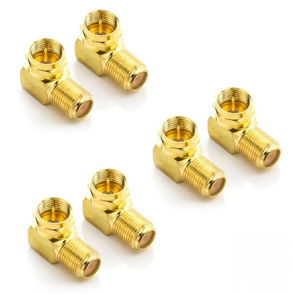 deleyCON 6x Sat-Winkel-Adapter 90° Grad für Koaxialkabel 7mm F-Adapter F-Buchse