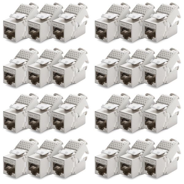 deleyCON 24x Keystone Modul CAT6a Jack / vollgeschirmt STP / werkzeugfrei / RJ45