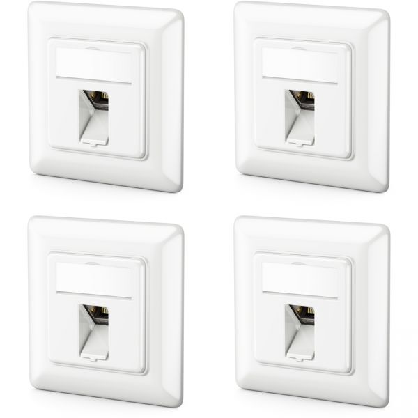 deleyCON 4x CAT6a Keystone Netzwerkdosen Set STP Geschirmt Metall Gehäuse RJ45