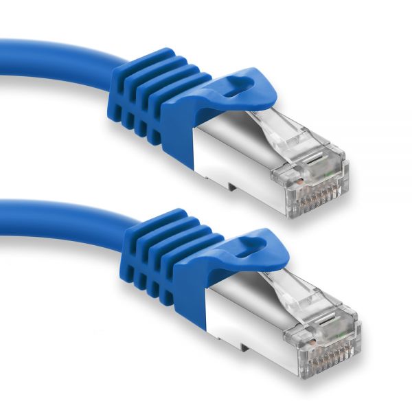 0,25m RJ45 Patchkabel mit CAT7 Rohkabel - S/FTP Netzwerkkabel LAN DSL Kabel blau