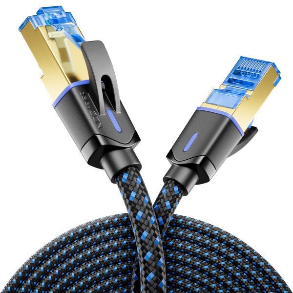 deleyCON 0,5m CAT8 Netzwerkkabel (40 Gbit/s, S/FTP, 100% Kupfer, RJ45, Nylon)