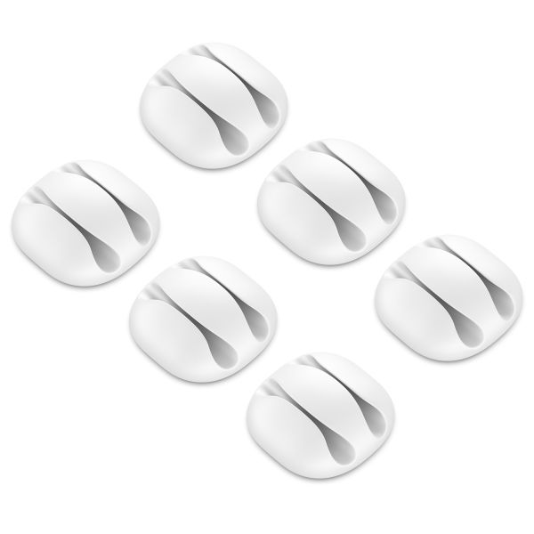 deleyCON 6x Kabelhalter selbstklebend Kabelbefestigung für 2 Kabel Weiß