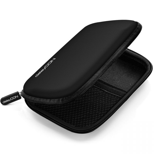 deleyCON Festplattentasche Case für 2,5" Zoll HDD SSD - 2 Fächer Schwarz