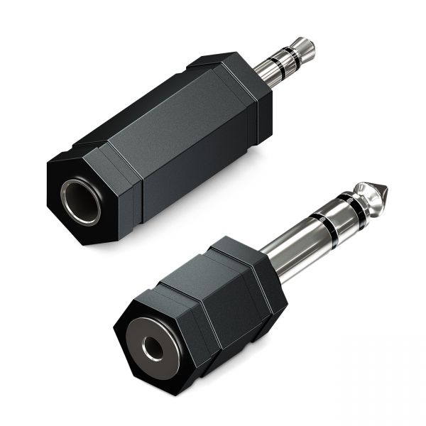 deleyCON 2x Audio Klinke Adapter 3,5mm Klinken Adapter + 6,3mm Klinken Adapter