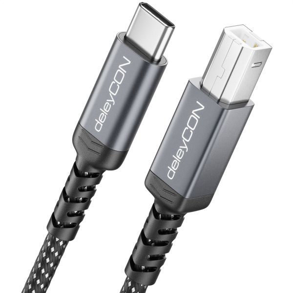 1m USB 2.0 Druckerkabel Scannerkabel Nylon Datenkabel USB-C zu USB-B Stecker PC