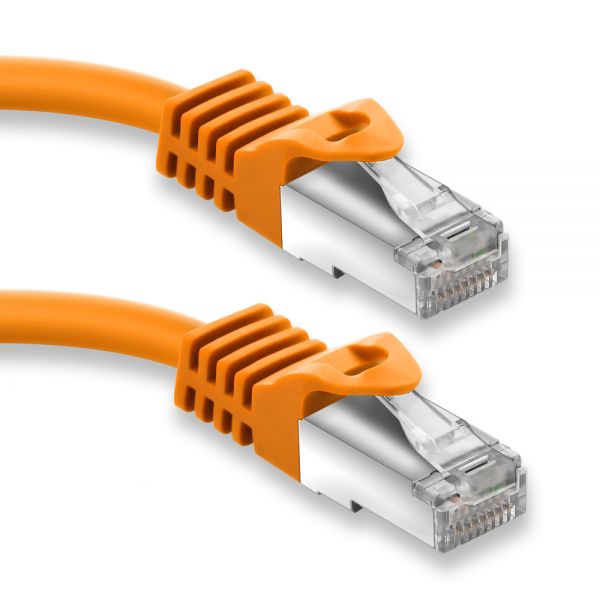 20m RJ45 Patchkabel mit CAT7 Rohkabel - S/FTP Netzwerkkabel LAN DSL Kabel orange