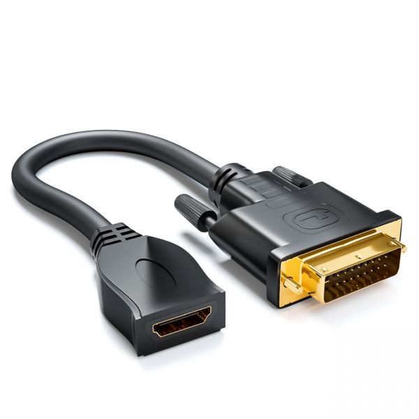 deleyCON DVI zu HDMI Adapter - Stecker auf Buchse - FullHD - TV / Beamer / PC