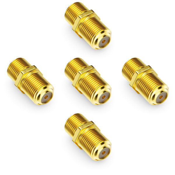 deleyCON 5x SAT Adapter Verbinder für Koaxialkabel kleine Mutter 2x F-Buchse