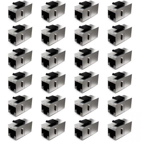 deleyCON 24 CAT6a Keystone Modul Patchkabel Kupplung Verbinder Geschirmt 2X RJ45