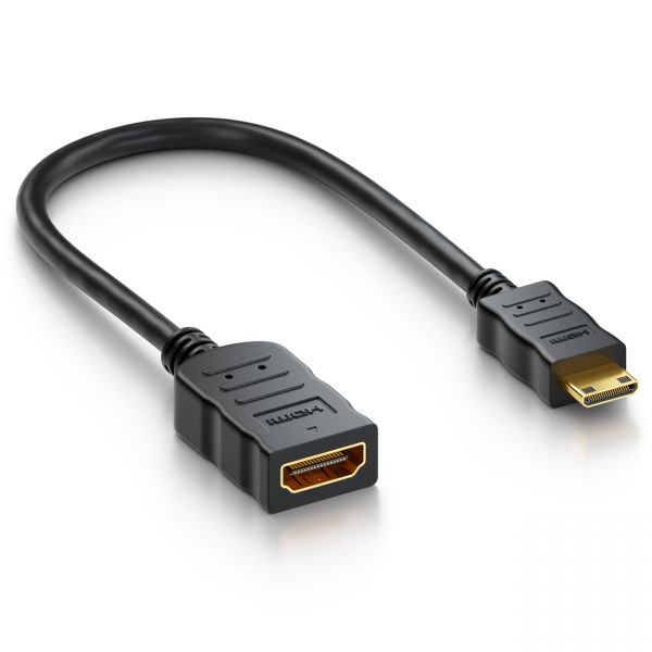 deleyCON Mini HDMI Portsaver Mini HDMI Stecker auf HDMI Buchse Audio Video 4K