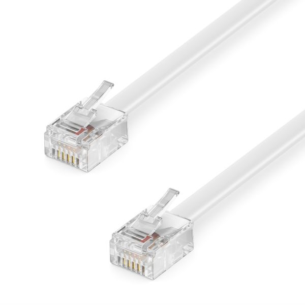 deleyCON 10m Telefonkabel Modularkabel 6P4C Westernkabel RJ11 auf RJ11 Weiß
