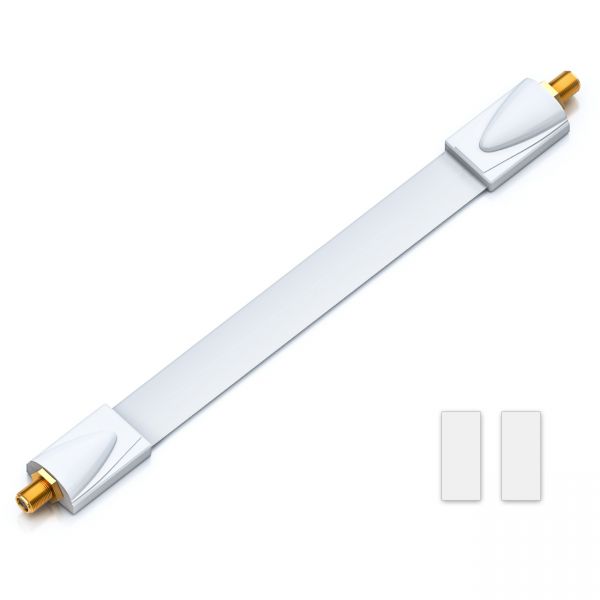 deleyCON 1x Fensterdurchführung SAT Kabel 17cm flexibel / 26cm Länge - Weiß