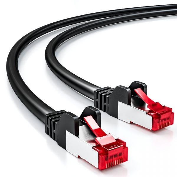 deleyCON 7,5m CAT6 Patchkabel S-FTP PIMF Netzwerkkabel Ethernetkabel - Schwarz