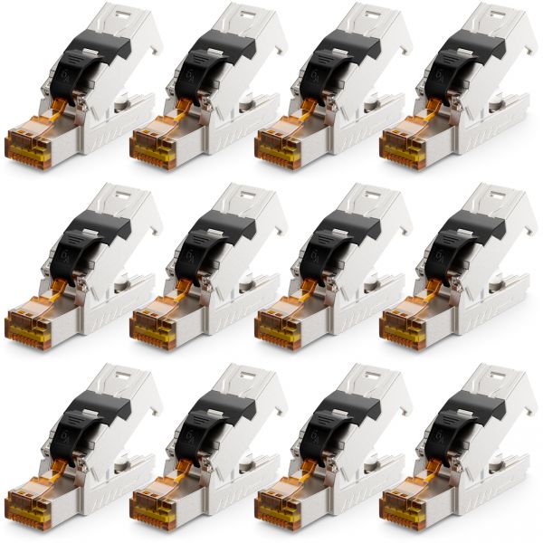 deleyCON 12x CAT 6a Netzwerkstecker Werkzeuglos Netzwerkkabel Patchkabel RJ45