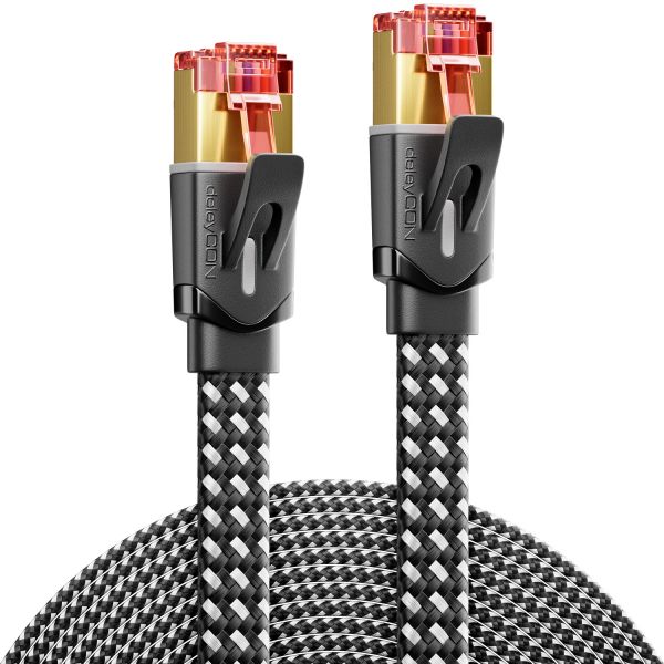 0,25m CAT7 Patchkabel Flachkabel RJ45 Nylon Netzwerkkabel Flach LAN DSL 10Gbit/s