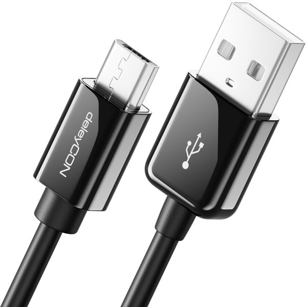 deleyCON 5m Micro USB Ladekabel Datenkabel Handys Smartphones Tablets Schwarz