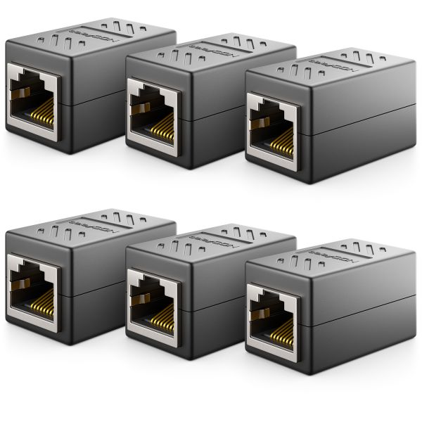 deleyCON 6x CAT6 Patchkabel Koppler Modular Geschirmt 2x RJ45 Buchse Schwarz