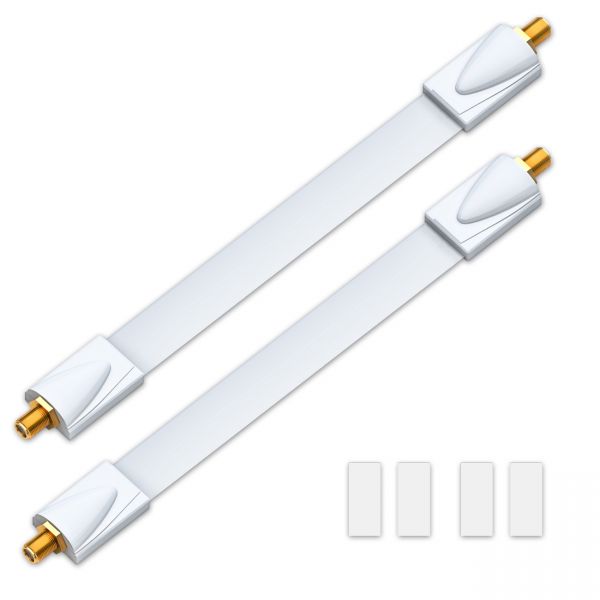 deleyCON 2x Fensterdurchführungen SAT Kabel 17cm flexibel / 26cm Länge - Weiß