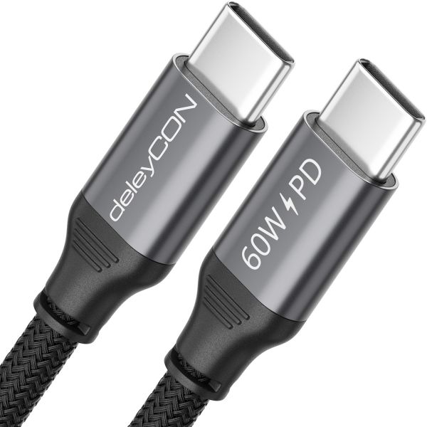 deleyCON 2m USB C Kabel PD3.0 60W Schnellladekabel) USB-C zu USB-C iPhone
