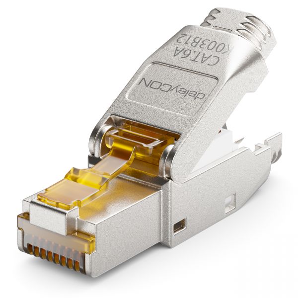 deleyCON 1x CAT6a Netzwerkstecker RJ45 Geschirmt 10Gbit/s Stecker für Rohkabel